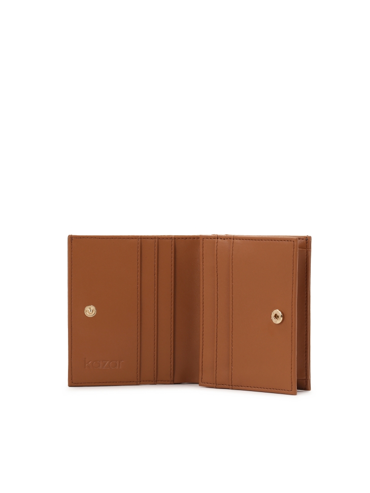 Mały jasnobrązowy portfel ze skóry