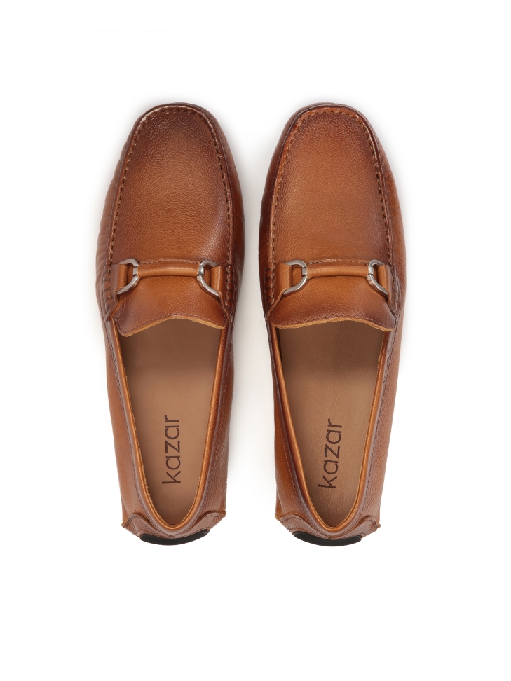 Brązowe mokasyny z cieniowanej skóry licowej