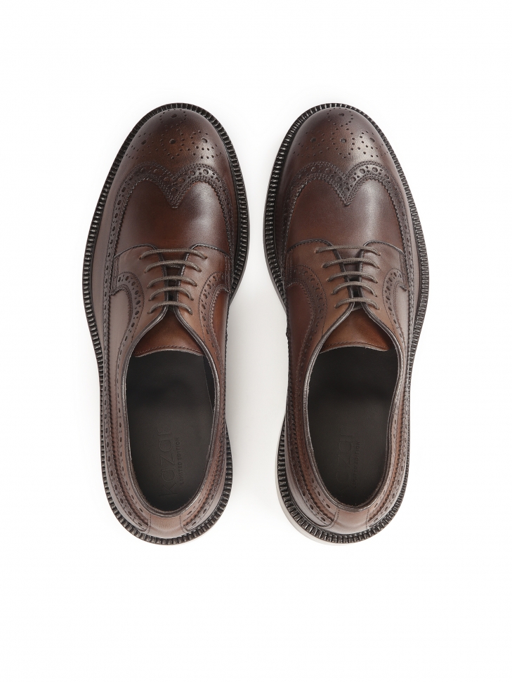 Eleganckie brązowe skórzane buty męskie typu brogue