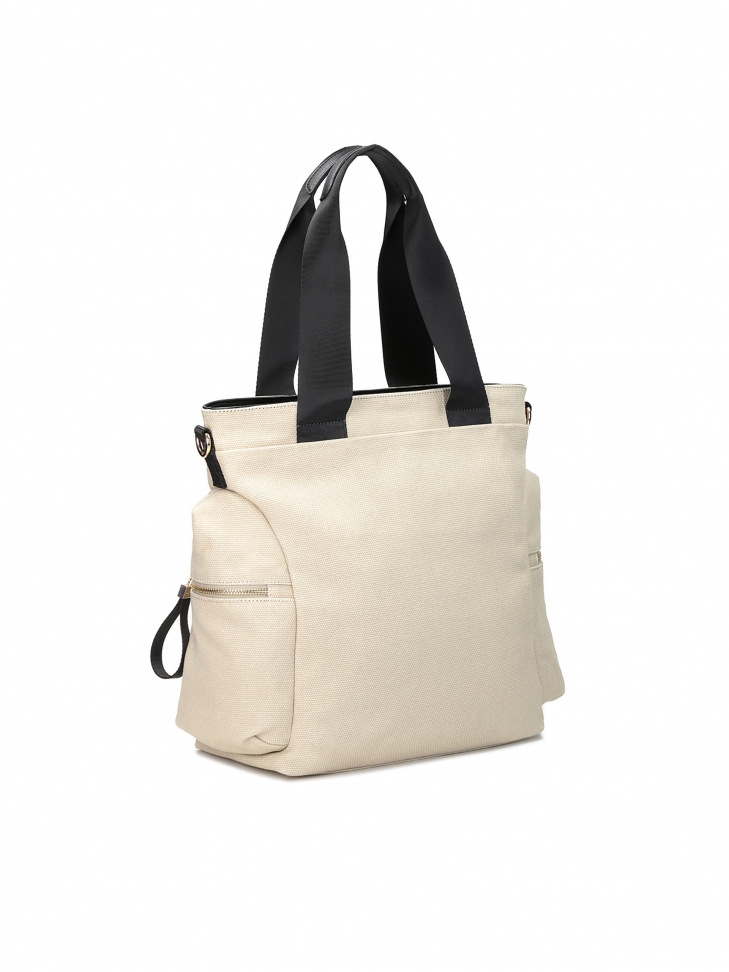 Beżowo-czarna torebka damska