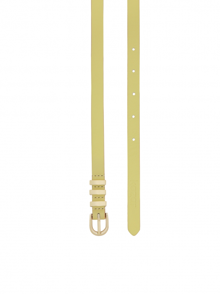 Skórzany wąski pasek ze otym okuciem