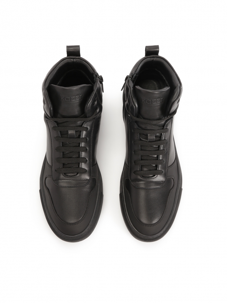 Męskie sneakersy z gładkiej skóry z matowym noskiem