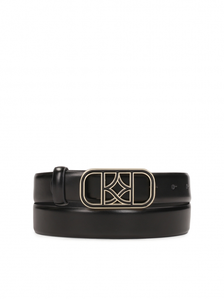 Elegancki wąski pasek z dwukolorową klamrą