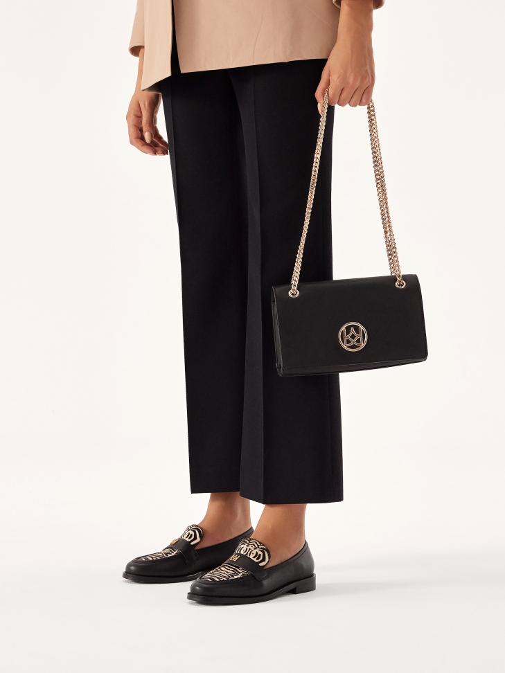 Loafersy ze skóry z naturalnym włosiem we wzór zebry