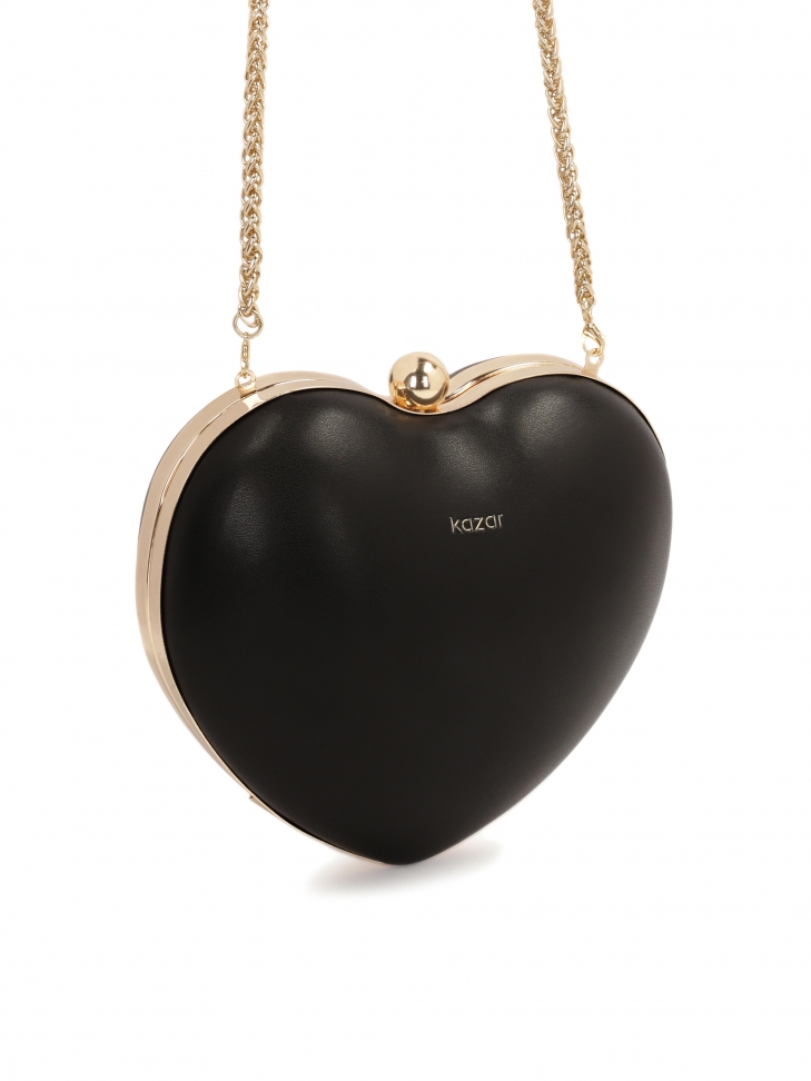 Czarna sztywna torebka wieczorowa serce