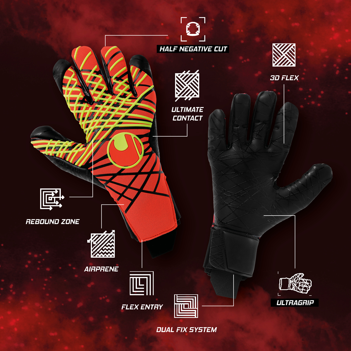 Fire Edition Ultragrip HN #364 Goalkeeper Gloves