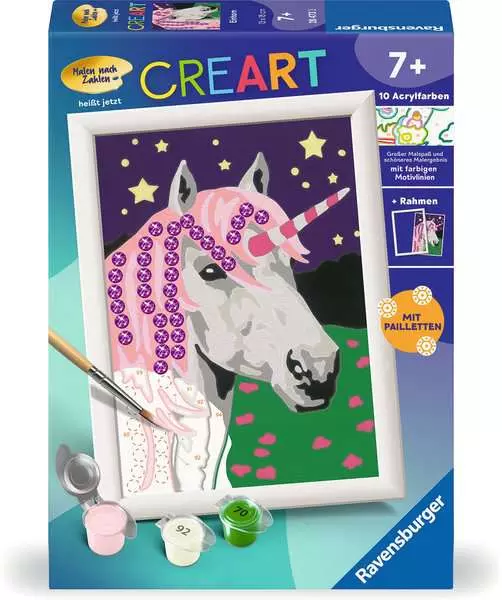 CreArt Einhorn - Malen nach Zahlen für Kinder ab 7 Jahren