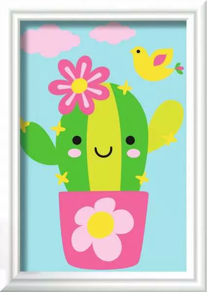 CreArt Kleiner Kaktus - Malen nach Zahlen für Kinder ab 7 Jahren