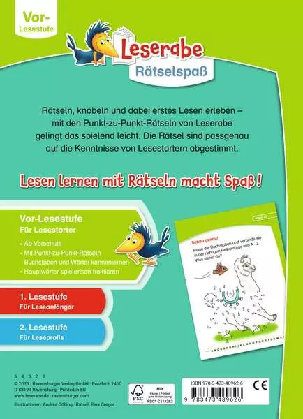 Leserabe Rätselspaß - Punkt-zu-Punkt-Rätsel für Lesestarter (Vor-Lesestufe)
