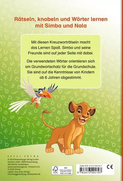 Disney Der König der Löwen - Kreuzworträtsel zum Lesenlernen