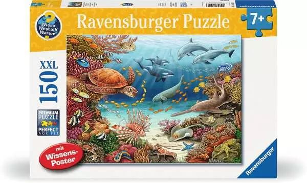 Kinderpuzzle ab 7 Jahren - Kinderpuzzle 150 XXL Teile - Wieso? Weshalb? Warum? Meerestiere am Korallenriff - 150 Teile
