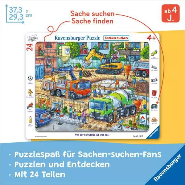 Kinderpuzzle ab 4 Jahren - Auf der Baustelle ist was los! - 24 Teile
