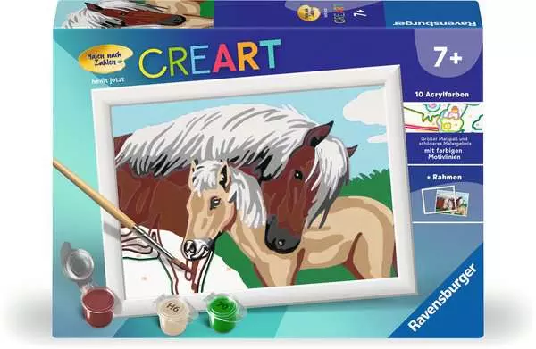 CreArt Liebevolle Stute - Malen nach Zahlen für Kinder ab 7 Jahren