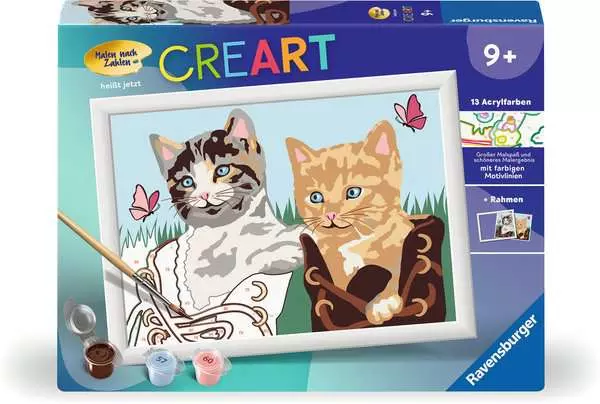 CreArt Kätzchen in Stiefeln - Malen nach Zahlen für Kinder ab 9 Jahren