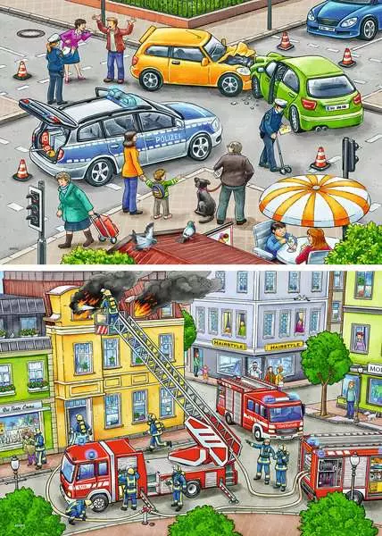 Kinderpuzzle ab 3 Jahren - Mit Blaulicht unterwegs - 12 Teile