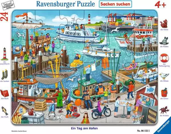 Kinderpuzzle ab 4 Jahren - Ein Tag am Hafen - 24 Teile