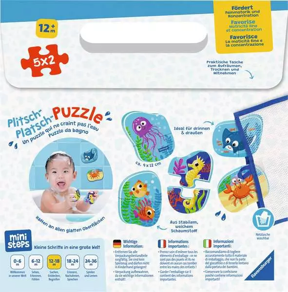 Plitsch-Platsch-Puzzle Meerestiere - Babyspielzeug ab 12 Monaten