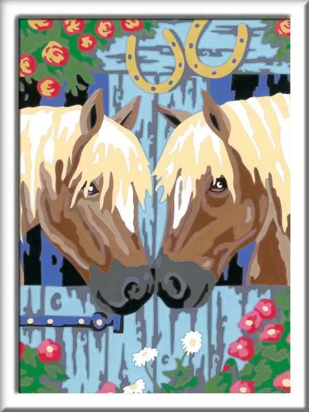 CreArt Treue Pferde - Malen nach Zahlen für Kinder ab 9 Jahren