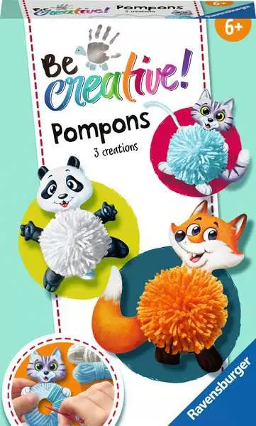 BeCreative Mini - Pompon-Tiere - Bastelset für Kinder ab 6 Jahren