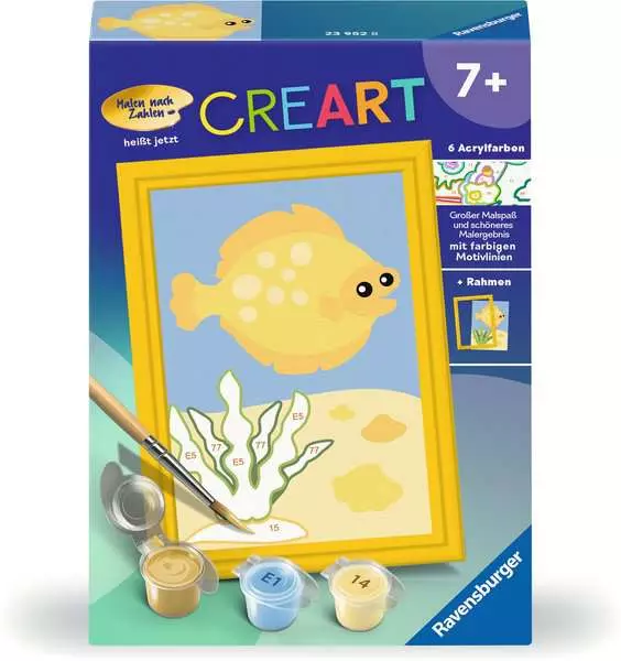 CreArt Fröhlicher Fisch - Malen nach Zahlen für Kinder ab 7 Jahren
