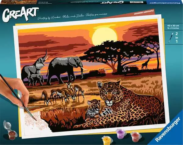CreArt Savannenlandschaft - Malen nach Zahlen für Erwachsene