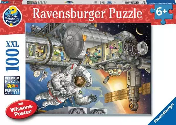 Kinderpuzzle ab 6 Jahren - Kinderpuzzle 100 XXL Teile - Wieso? Weshalb? Warum? Auf der Weltraumstation - 100 Teile