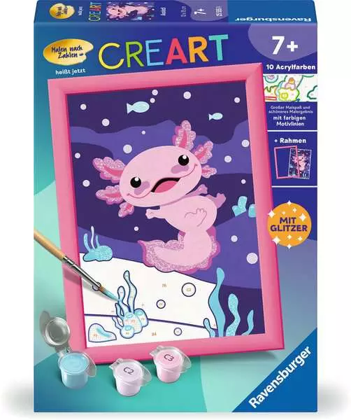 CreArt Axolotl - Malen nach Zahlen für Kinder ab 7 Jahren