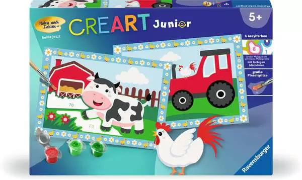 CreArt Auf dem Bauernhof - Malen nach Zahlen für Kinder ab 5 Jahren