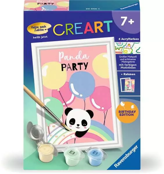 CreArt Panda Party - Malen nach Zahlen für Kinder ab 7 Jahren