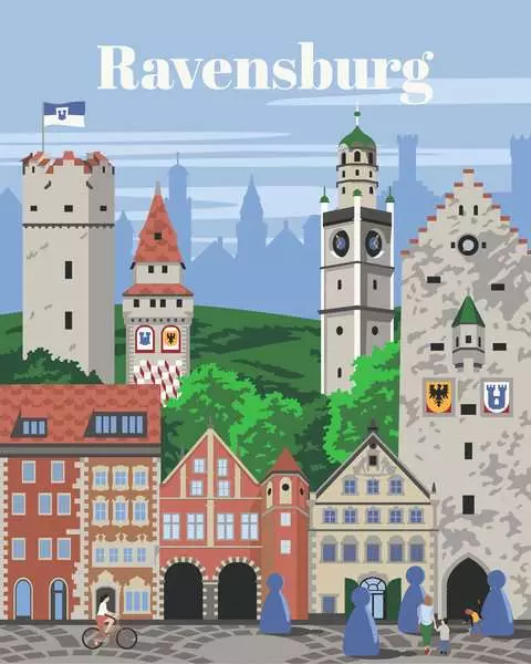CreArt Farbenfrohes Ravensburg - Malen nach Zahlen für Erwachsene