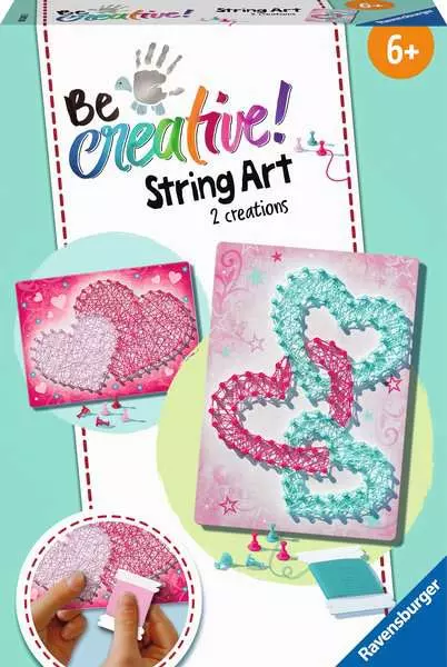BeCreative Midi - String Art Herz - Bastelset für Kinder ab 6 Jahren