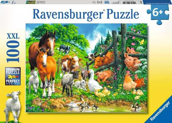 Kinderpuzzle ab 6 Jahren - Versammlung der Tiere - 100 Teile