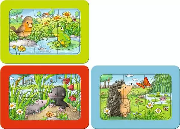 Kinderpuzzle ab 2 Jahren - Kleine Gartentiere - 6 Teile