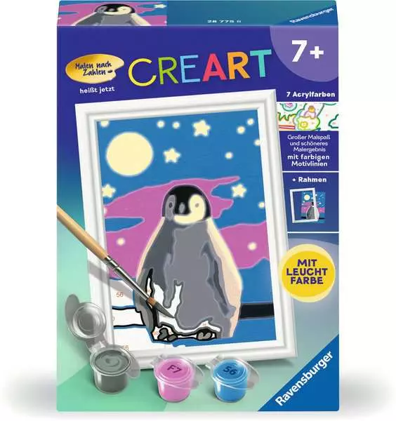 CreArt Kleiner Pinguin - Malen nach Zahlen für Kinder ab 7 Jahren