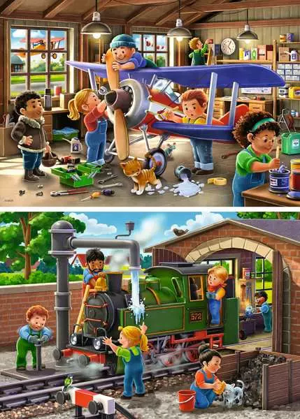 Kinderpuzzle ab 4 Jahren - Eisenbahn- und Flugzeugservice - 24 Teile