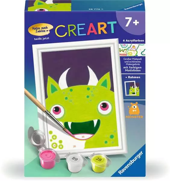 CreArt Freches Monster - Malen nach Zahlen für Kinder ab 7 Jahren