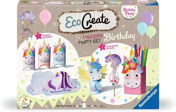 EcoCreate Maxi - Feiere deinen Einhorn-Geburtstag - Bastelset für Kinder ab 6 Jahren