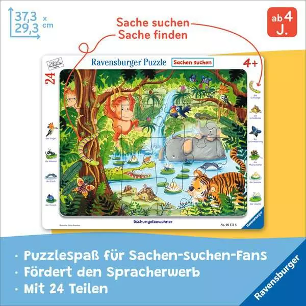 Kinderpuzzle ab 4 Jahren - Dschungelbewohner - 24 Teile