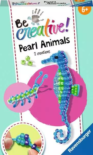 BeCreative Mini - Perlentiere Seepferdchen - Bastelset für Kinder ab 6 Jahren