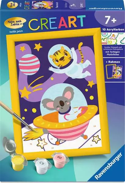 CreArt Tiere im All - Malen nach Zahlen für Kinder ab 7 Jahren