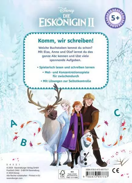 Disney Die Eiskönigin 2 - Mein Vorschulblock: Lesen und Schreiben