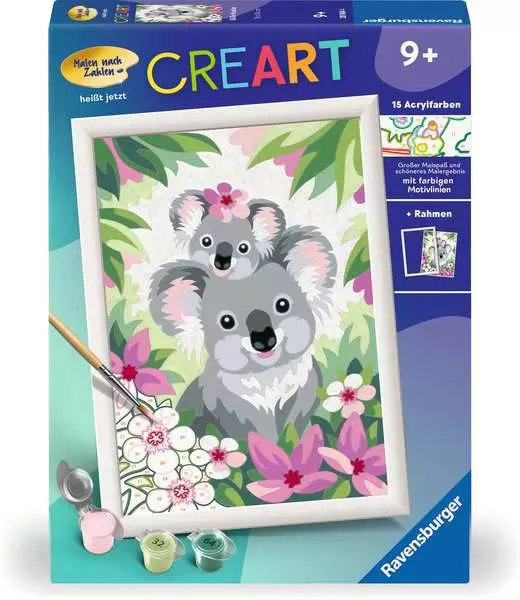 CreArt Süße Koalas - Malen nach Zahlen für Kinder ab 9 Jahren