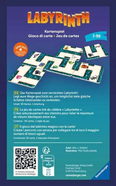 Labyrinth Kartenspiel - Reisespiel ab 7 Jahren