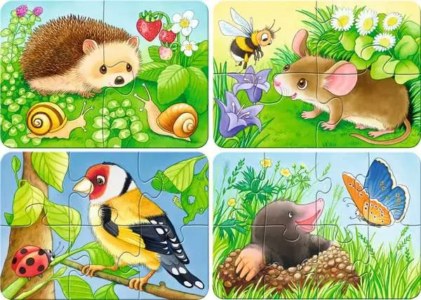 Kinderpuzzle ab 2 Jahren - Süße Gartenbewohner - 2 + 4 + 6 + 8 Teile