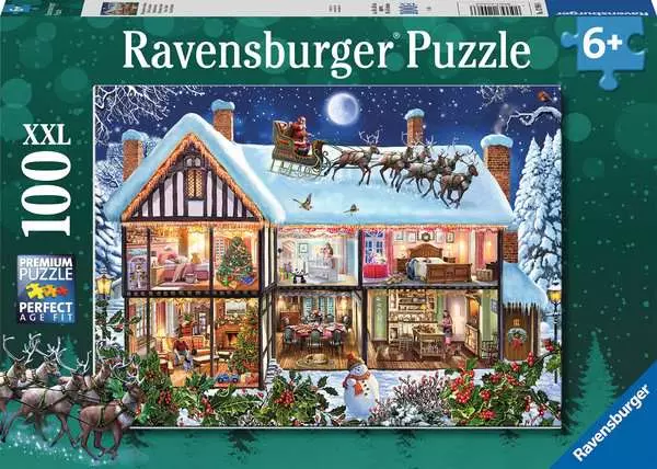 Kinderpuzzle ab 6 Jahren - Weihnachten zu Hause - 100 Teile