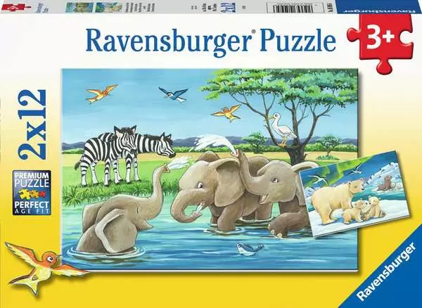 Kinderpuzzle ab 3 Jahren - Tierkinder aus aller Welt - 12 Teile