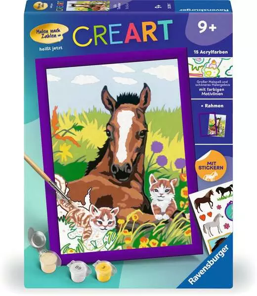 CreArt Süße Tierkinder - Malen nach Zahlen für Kinder ab 9 Jahren