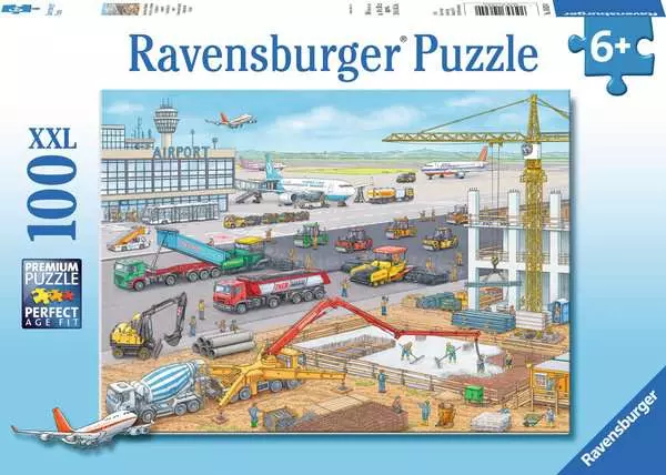 Kinderpuzzle ab 6 Jahren - Baustelle am Flughafen - 100 Teile