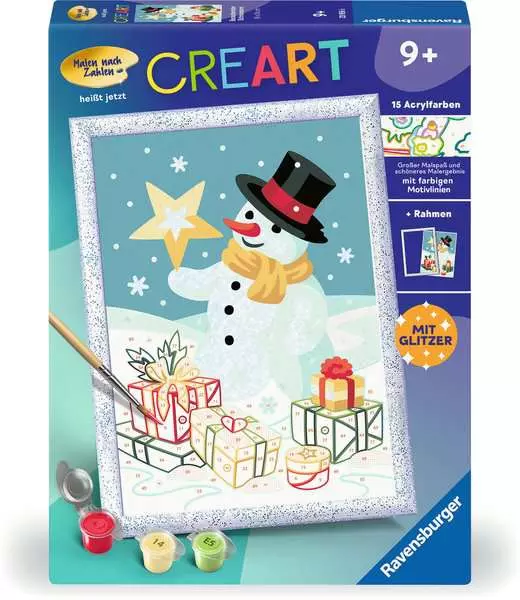 CreArt Bezaubernder Schneemann - Malen nach Zahlen für Kinder ab 9 Jahren