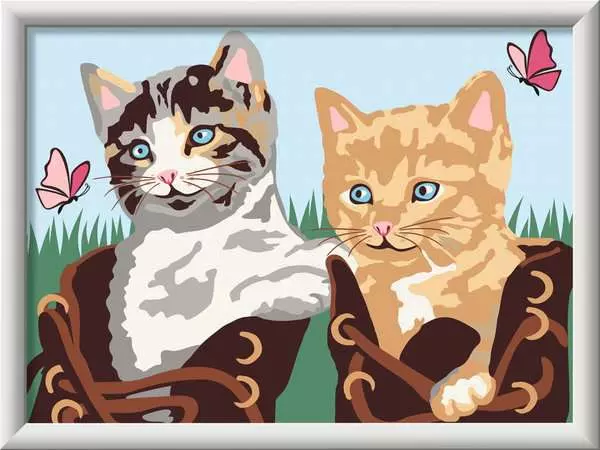 CreArt Kätzchen in Stiefeln - Malen nach Zahlen für Kinder ab 9 Jahren